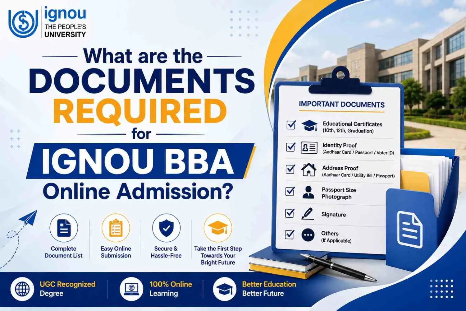 Documents Required for IGNOU BBA Online Admission