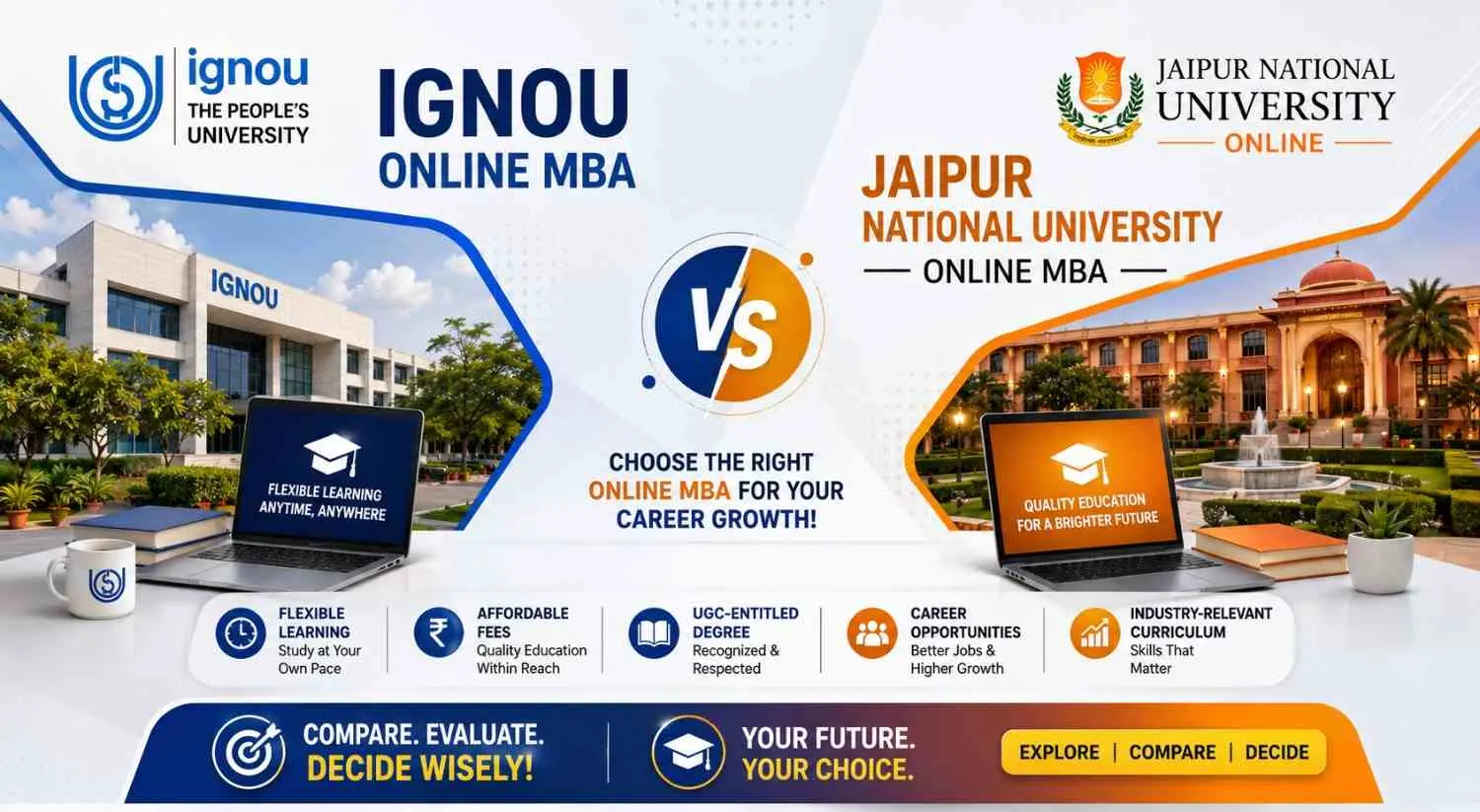 IGNOU Online MBA vs Jaipur National University Online MBA
